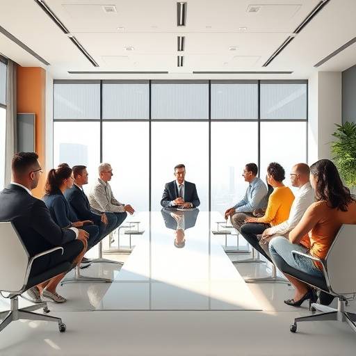 Imagen de un grupo de personas hablando en una sala de conferencias